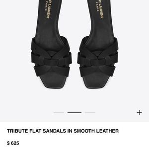 YSL TRIBUTE FLAT SANDALS IN SMOOTH LEATHER